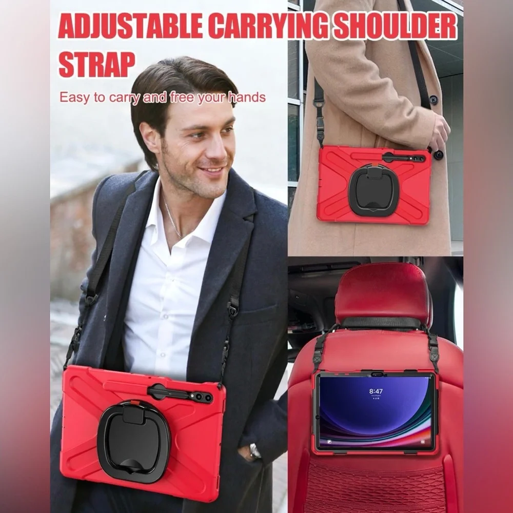 12.4inch Case for Samsung Galaxy Tab S9, S8, S7 w/Shoulder Strap/Kickstand - NWT
